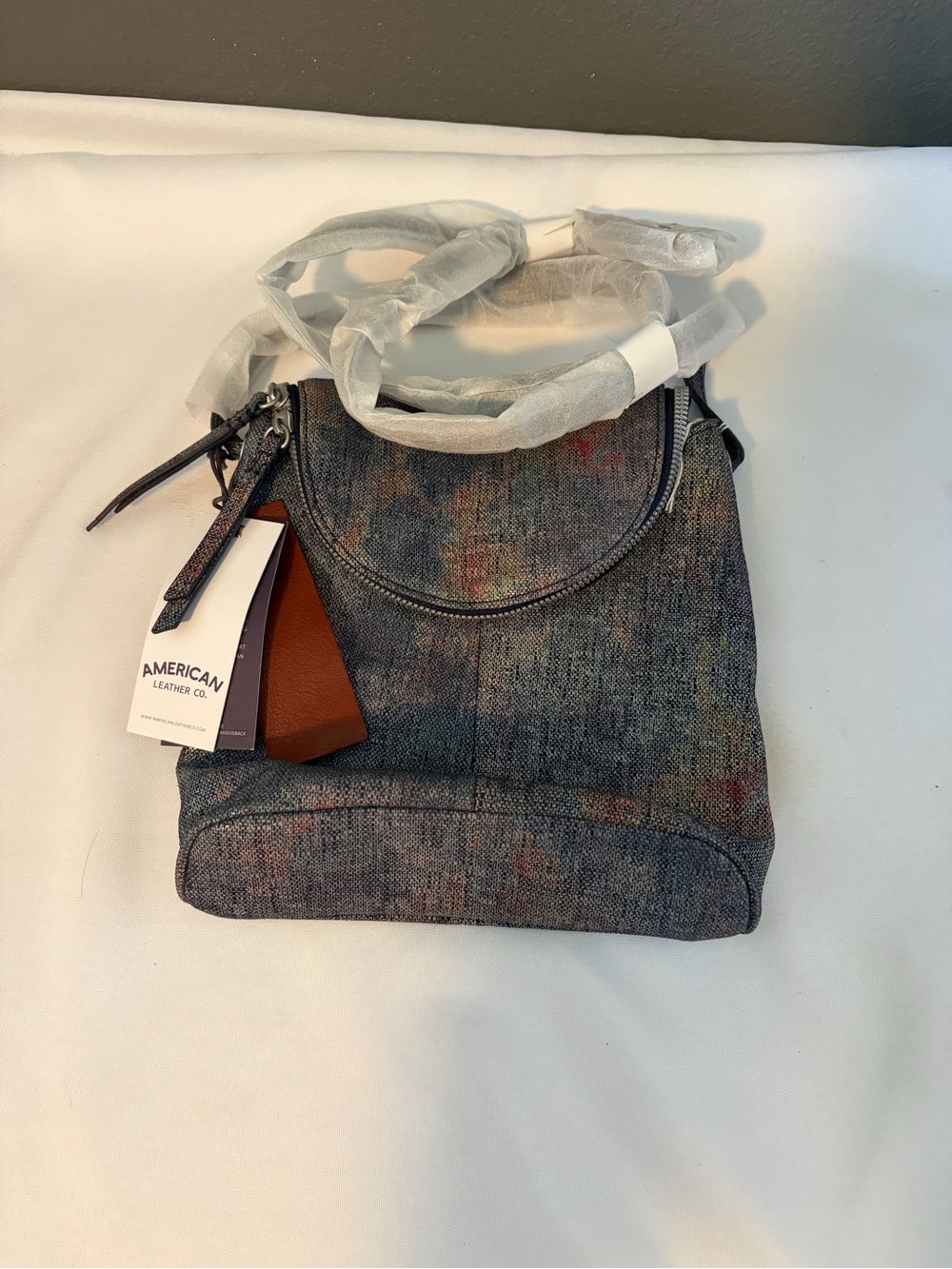 NWT American Leather Co. Multicolor Gray Tweed Crossbody Bag